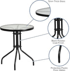 Flash Furniture Bellamy 23.75" Round Indoor/Outdoor Tempered Glass Metal Frame Side Table