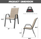 Patio Chairs Set of 6, Stackable Outdoor Dining Chairs for All Weather Textilene Fabric & Metal Frame, Outdoor Chairs Set for Backyard Deck Garden