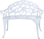 Patio Balcony Bench Double Seat, Anti-Rust Cast Aluminum Patio Garden Bench for Park Yard Outdoor Furniture White.1