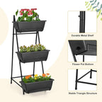 3 Tier Vertical Garden Planter Small Raised Garden Bed Freestanding Plastic Raised Planter Boxes Herb Planter Stand with Removable Tray for Indoor Outdoor Herbs Flowers Vegetables Plants Grey