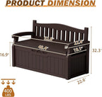 Devoko 80 Gallon Storage Bench with Cushion, Lockable Deck Box for Patio Furniture, Garden Decor and Outdoor Seating for Cushions, Garden Tools and Pool Supplies (Dark Brown, 80 Gallon with Cushion)