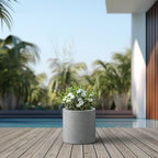 Kante 12.6" Dia Round Concrete Planter, Modern Style Large Cylindrical Plant Pot with Drainage Hole and Rubber Plug for Indoor Outdoor Patio, Natural Concrete