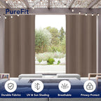 PureFit Outdoor Curtains for Patio Waterproof Weatherproof, UV Resistant Outside Curtains for Gazebo, Front Porch, Pergola, Sun Blocking Privacy Curtain, 52 x 84 inch, 1 Panel, Camel