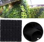 Hanging Planting Grow Bags, 49 Pockets Hanging Vertical Wall Planter Wall Mounted Grow Bag Outdoor Indoor Gardening Vertical Greening Flower Container, Planting Bags Storage Bags(1.0 m × 1.0 m, Black)