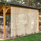 SpaceDresser Waterproof Outdoor Sheer Curtains for Patio - 2 Panels Rod Pocket Indoor Voile Sheer Curtain for Living Room,100W x 96L inch, Beige