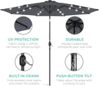 Best Choice Products 10ft Solar Polyester LED Lighted Patio Umbrella w/Tilt Adjustment and UV-Resistant Fabric