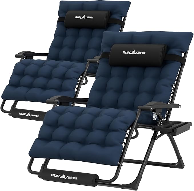 Oversized Zero Gravity Chair Set of 2 – Navy Blue, 33In