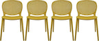 2xhome Set of 4 Patio Dining Chairs | Modern Stackable Outdoor Pool Side Chair | Weather Resistant Plastic for Yard, Porch, Balcony, Kitchen, Yellow