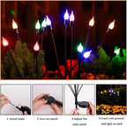 2 Pack Each 8 LEDs Solar Garden Lights Waterproof Outdoor Landscape Path Firefly Lights Single Spike Bulb Swaying Light Multicolor