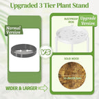 iDavosic.ly 3 Tier Corner Plant Stand Indoor, 34 Inch Tall Vertical Metal Flower Heavy Duty Pot Holder Shelf Outdoor for Patio Porch Living Room, White & Rustic Brown - Round