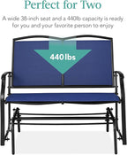 Best Choice Products 2-Person Outdoor Patio Swing Glider Steel Bench Loveseat Rocker for Deck, Porch w/Textilene Fabric, Steel Frame - Navy/Black