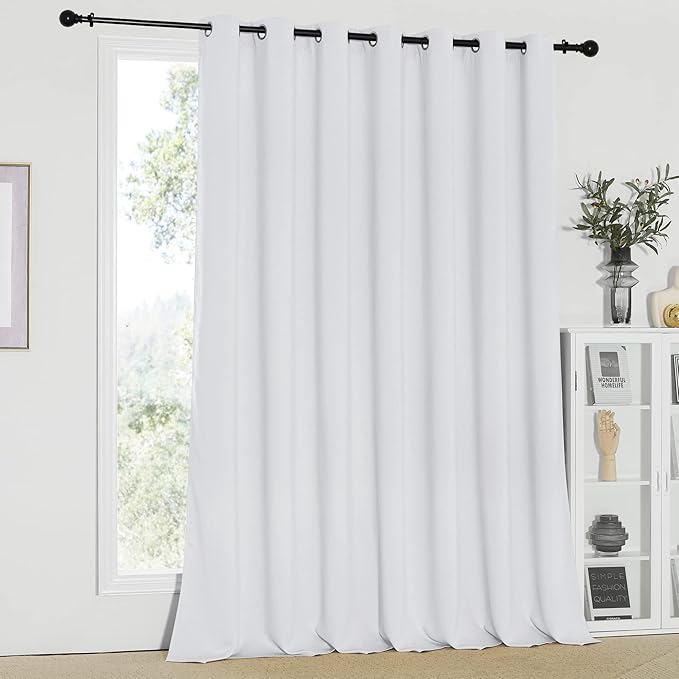 Room Divider Curtain, Sliding Door Curtain – Greyish White, Width