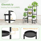 iDavosic.ly Plant Stand Indoor Outdoor, 8 Tier Corner Metal Flower Display Holder Shelf, Easy Assembly Folding Tall Orchid Rack for Patio Balcony Porch Garden Living Room House, Black
