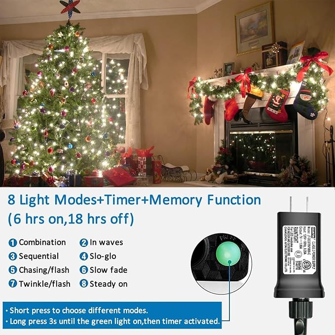 String Lights 500 LED, 165ft Waterproof Outdoor Plug-In, White