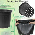 50-Pack 2.5 Gallon Flexible Plastic Plant Pots,Thickened Soft Seed Starting Container for Indoor Outdoor Plants, Seedlings, Vegetables, Succulents and Cuttings