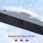 PURPLE LEAF 8' X 8' Patio Umbrella with Steel Plate Base for Pool 7' High Offset Outdoor Cantilever Umbrella Swimming Pool Umbrella with 360°Rotation for Poolside Light Grey