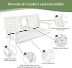 Poly Lumber 3-Seat Porch Swing, HIPS 5-Feet Bench Swing with Foldable Cup Holders,18/8 Stainless Steel Hardware, High Backrest and Deep Contoured Seat, Snow White