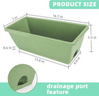 Window Box Planter, 7 Pack Plastic Vegetable Flower Planters Boxes 17 Inches Rectangular Flower Pots with Saucers for Indoor Outdoor Garden, Patio, Home Decor