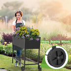 34 × 15 × 31 Inches Raised Garden Bed with Legs/Storage Shelf, Mobile Planter Box for Outdoor Plants, Elevated Garden Bed for Backyard, Balcony, Black
