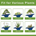 Bonsai Tree Pot 18 Inch - Ceramic Succulent Pots Large Bonsai Planter for Indoor Outdoor Plants Decorative Plant Pot with Drainage Hole Flower Pot for Home Garden Room Decor Blue