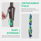 JEAREY 6.5x10 ft Rectangular Patio Umbrellas Rectangle Outdoor Umbrella with Push Button Tilt and Crank, Market Table Umbrella 6 Sturdy Ribs UV Protection for Poolside Garden Backyard Deck, Blue-Green Stripe