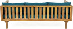 Merax 67.5" Outdoor Patio Daybed 3 Seater Sofa Bed,Acacia Wood Frame with Rattan Arm,Cushion & Pillow for Courtyard
