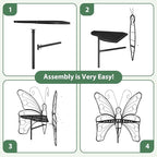 Butterfly Shaped Outdoor Bench, Black Garden Bench for Outdoor with Sturdy Stable Metal Frame, Butterfly Chair Butterfly Bench Outdoor for Garden, Yard, Balcony, Lawn (Black)