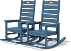 SERWALL Outdoor Rocking Chair Set of 2, Oversized Rocking Chair with Footboard for Adults, HDPE All Weather Resistant Rocking Chairs for Patio, 350lbs Weight Capacity, Navy