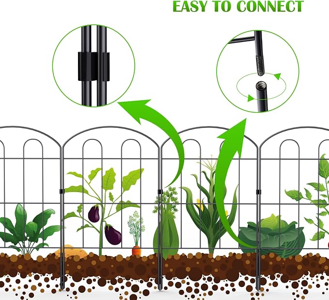 Decorative Garden Fence Outdoor 24in x 10ft Coated Metal RustProof Landscape - Image 7