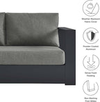 Modway Tahoe Aluminum 3-Piece Outdoor Patio Furniture Gray Charcoal, Modular Sectional Sofa Set with Weather-Resistant Cushions, Ideal for Deck, Backyard Poolside
