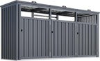 AECOJOY Outdoor Trash Can Storage Shed for 3 Garbage Cans, 73 Cu.Ft Outside Garbage Can Storage Sheds & Outdoor Storage Clearance, Dark Grey Outdoor Horizontal Storage Cabinet Waterproof