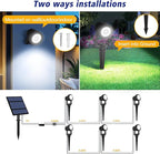 T-SUNUS Christmas Solar Garden Spotlight Outdoor 6-in-1 White Landscape Spot Lights IP65 Waterproof Separated Panel Dusk to Dawn 6000K Spotlights for Tree Yard Driveway Pathway Porch Walkway Halloween