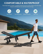 SERWALL Outdoor Chaise Lounge Set of 6, HDPE Pool Lounge Chair with 5-Position Adjustable Backrest, Patio Lounger with Rolling Wheels & Cup Holder for Pool, Black