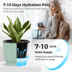T4U 7 Inch Self Watering Pots for Indoor Plants, 4 Pack Plant Pots, Self Watering Planter for Indoor Plants, Durable Plastic Pots (4 Pack, 7", Green)