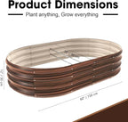 5x3x1ft Oval Galvanized Raised Garden Bed Outdoor 9-in-1 Large Metal Modular Planter Box Raised Beds for Gardening,Vegetables,Fruits,Flowers & Herbs (Brown)