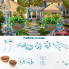 Set of 2 Blue Peacock Outdoor Planters with Basket, Metal Peacock Planter for Indoor Outdoor Garden Yard Decor