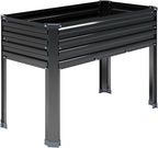 Galvanized Raised Garden Bed with Legs,48×18×30in Elevated Planter Box for Backyard,Garden, Patio, Balcony, 300lb Capacity,Planters for Outdoor Plants,Black