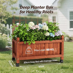 VINGLI Wooden Planter with Trellis, 50" Height Elevated Garden Beds Outdoor with Wheels, FreeStanding Planter Box with Drainage Holes for Flower, Vegetable, Fruit, Herb in Garden, Patio, Balcony (1)