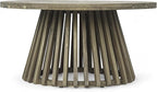 Merax Patio Outdoor Acacia Wood Round Coffee Table for Backyard, Lawn, Balcony, Grey Finish