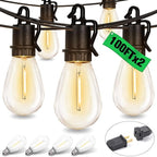 200FT Outdoor String Lights with 104 Shatterproof S14 Vintage Edison Bulbs E12 Sockets,2700K Dimmable Outdoor Lights,IP55 Waterproof LED String Lights for Outside, Patio, Garden, Backyard,Bistro