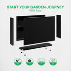 IDZO 35.4" W x 25.6" H Metal Planter Box, Privacy Trough for Patio, Rectangle Container for Outdoor Plants, Tall Large Rectangular Steel Bed for Outdoor Greens with Drainage Holes & Adjustable Feet