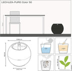 Lechuza Puro Color 50 White, Self-Watering Large Round Planter, D19.7 H15.4 in