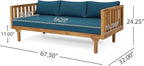 Claremont Outdoor 3 Seater Daybed with Cushions - Acacia Wood - Teak/Dark Teal