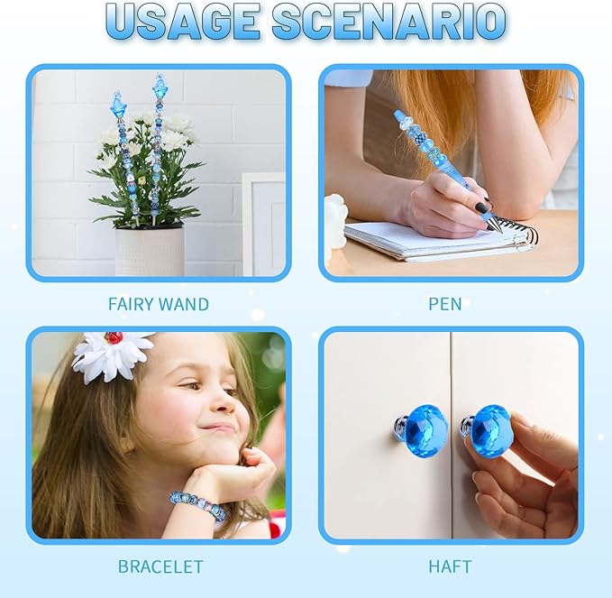 Decorative Garden Stakes, 158 Piece DIY Fairy Wand Kit in Aqua