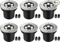 JESLED Landscape Lighting 6W LED Well Lights, 12V 24V Ground Lights 6000K Bright White, IP67 Waterproof Low Voltage Landscape Light Spotlight for Driveway Deck Patio Yard Garden Outdoor (6 Pack)