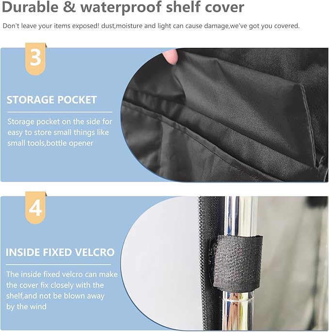 Waterproof Shelf Cover,Outdoor 600D Heavy Duty Dustproof Storage Shelves Cover,36''x14''x54'' Shelf Covers for Wire Shelving with Zippers,Storage Rack Covers with Clear Front
