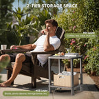 Outdoor Side Table, Adirondack Outdoor Patio Table, Bamboo Small Patio End Tables for Pool, Porch, Backyard, Bathroom and Indoor. Easy Maintenance & Weather Resistant (Grey, Standard)