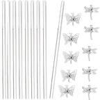 30Pcs Acrylic Plant Stakes Garden Single Stem Plant Support Stakes Clear Orchid Stakes and 30Pcs Clips Plant Support Sticks Clear Dragonfly Orchid Clip for Indoor and Outdoor Plants, Flowers, Tomatoes