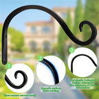 BOLITE Plant Hangers Outdoor Indoor, 8 Inch Wall Plant Hooks, Metal Bird Feeder Hanger for Hummingbird Feeders, Planters, Lanterns, Wind Chimes, Home Decor, 2 Pack, Black, Gifts for Women Men