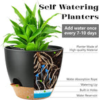 Indoor Pots For Plant Self Watering Plant Pots For Lazy People, 8/7.5/7/6.5/6/5.5/5 Inch,Black Plastic Self Watering Planter For All Houseplants,Succulent, African violets, Flowers And Cactus